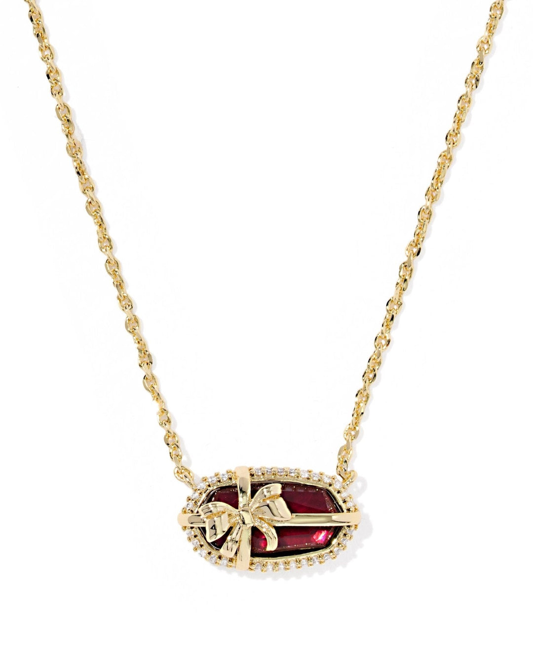 Kendra Scott Elisa Bow Gold Pendant Necklace in Dark Burgundy Illusion Kendra Scott Elisa Bow Gold Pendant Necklace in Dark Burgundy Illusion Necklaces