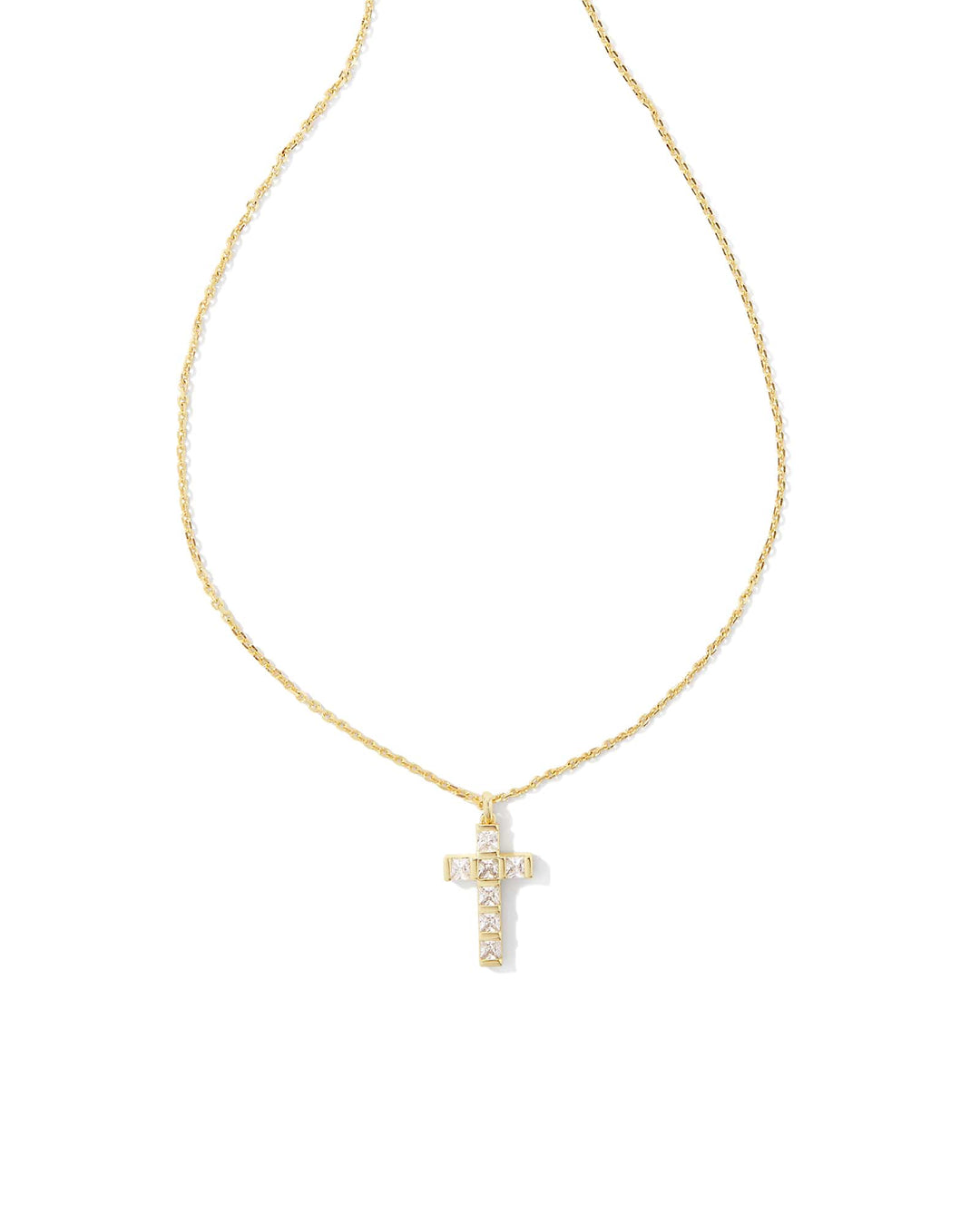 Gracie Cross Short Pendant Necklace in Crystal