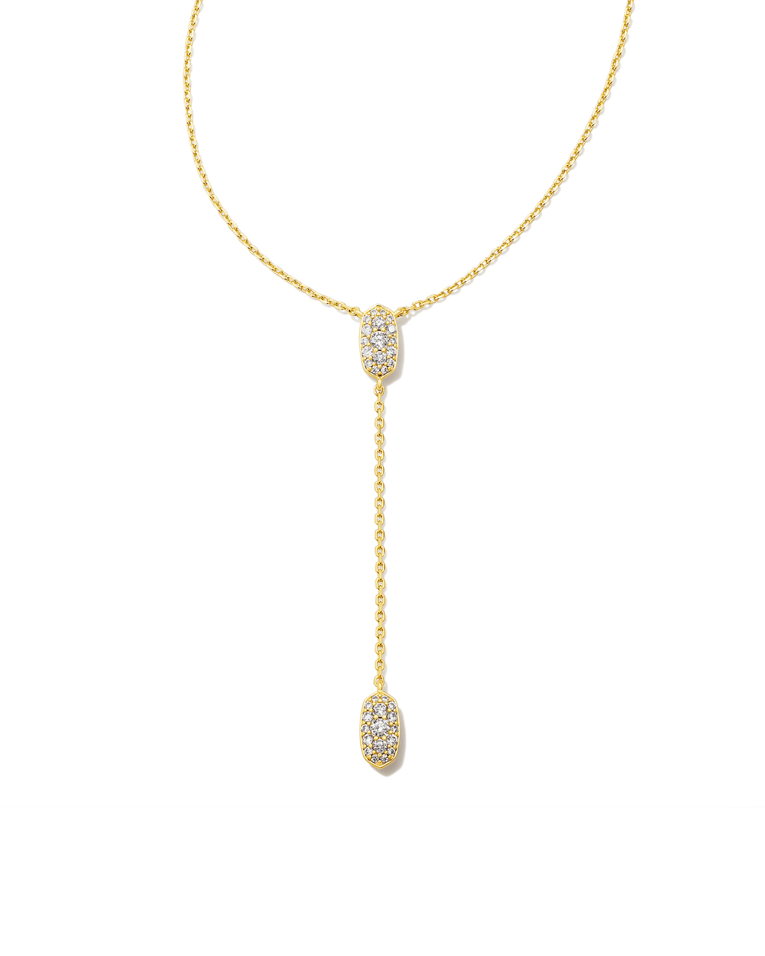 Grayson Y Necklace in White Crystal