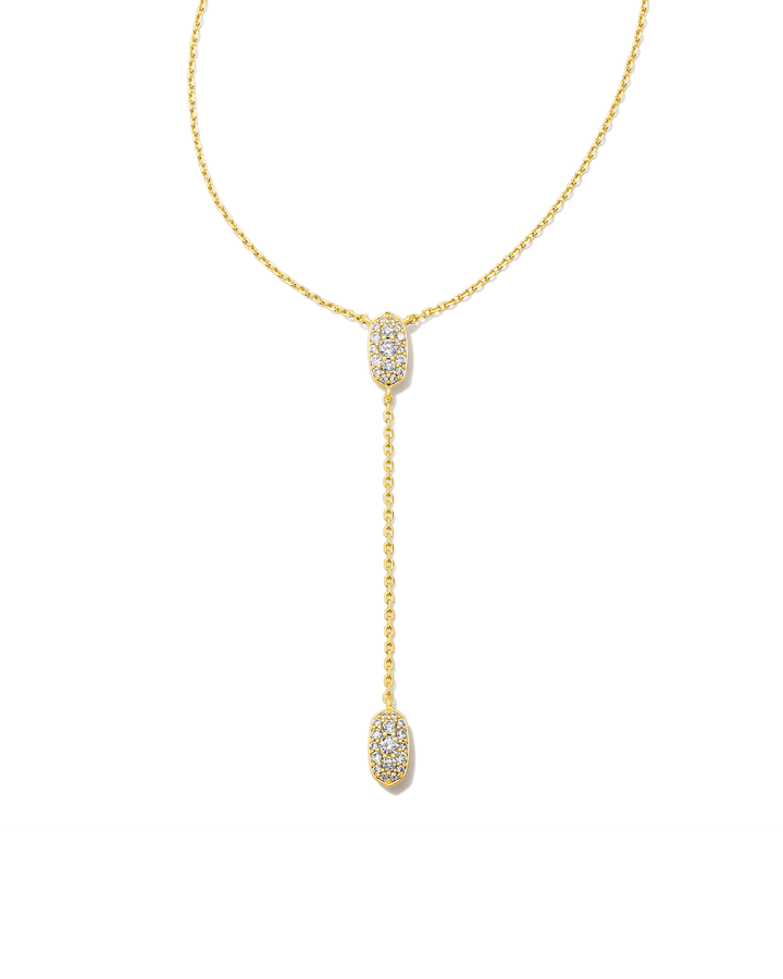 Grayson Y Necklace in White Crystal