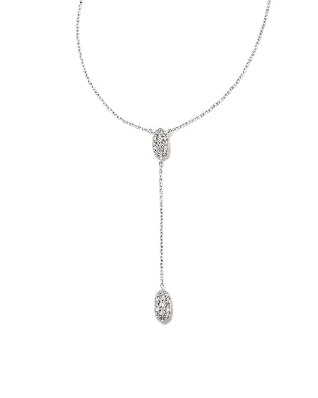 Grayson Y Necklace in White Crystal