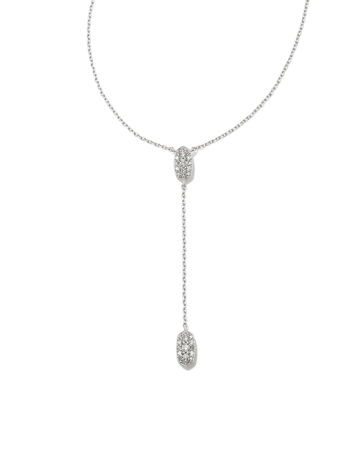 Grayson Y Necklace in White Crystal