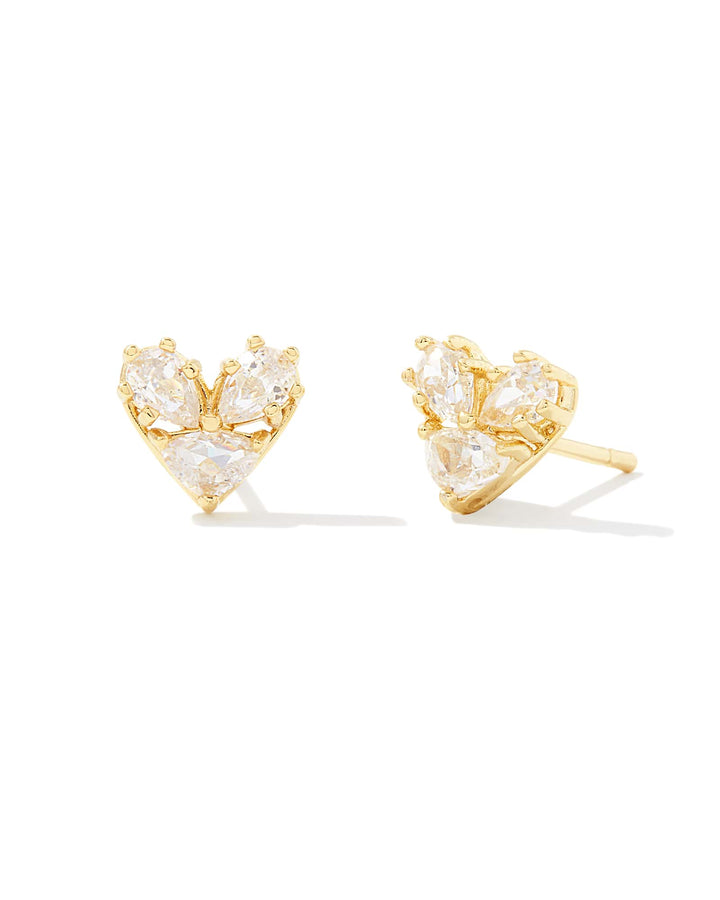 Katy Heart Stud in Crystal