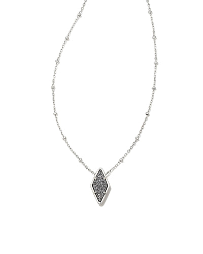 Kinsley Silver Short Pendant Necklace in Platinum Drusy by Kendra Scott