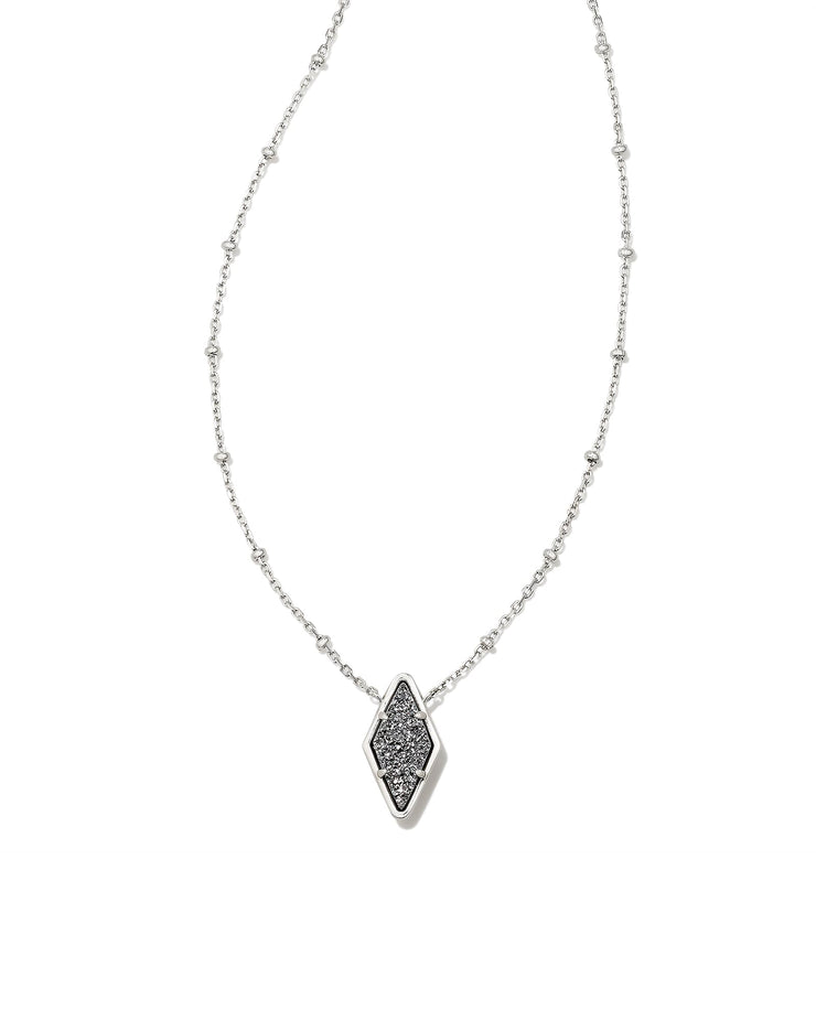 Kinsley Silver Short Pendant Necklace in Platinum Drusy by Kendra Scott