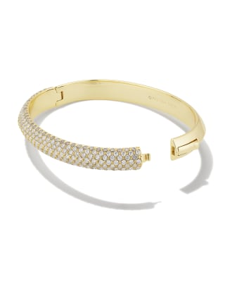 Mikki Gold Pave Bangle Bracelet in Crystal