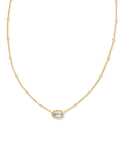 Mini Elisa Gold Satellite Short Pendant Necklace in Dichroic Glass