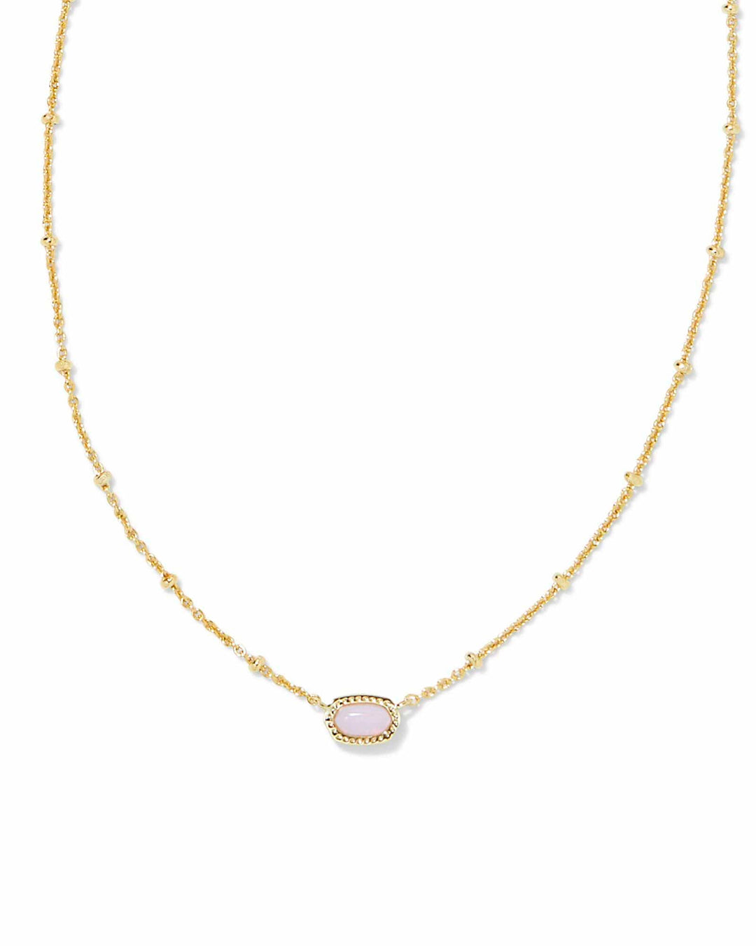 Kendra Scott Mini Elisa Gold Satellite Short Pendant Necklace in Pink Opalite Crystal Kendra Scott Mini Elisa Pink Opalite Crystal Gold Necklace Necklaces
