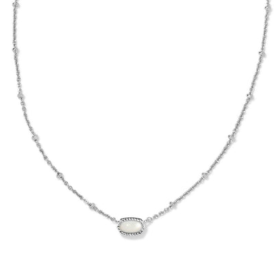 Mini Elisa Silver Satellite Short Pendant Necklace in Ivory Mother of Pearl