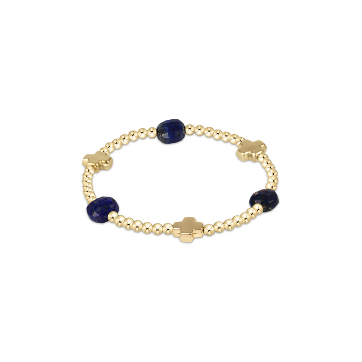 Enewton Signature Cross Admire Gold Pattern 3mm Bead Bracelet - Lapis