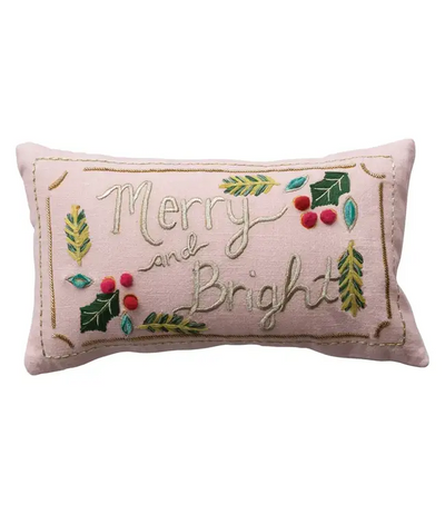 Merry & Bright Embroidered Pillow