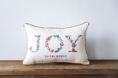 Joy To The World Floral Pillow