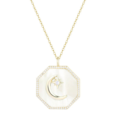 Octagon Moon Medallion Necklace