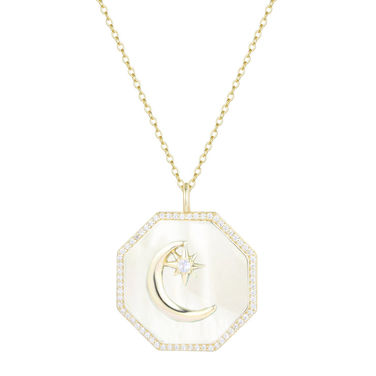 Octagon Moon Medallion Necklace