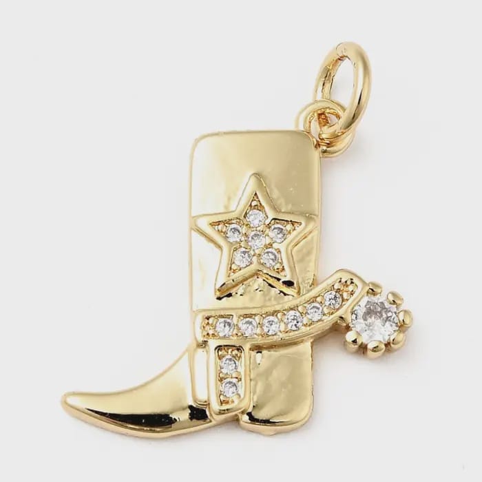 Gold Pave Cowgirl Boot Charm
