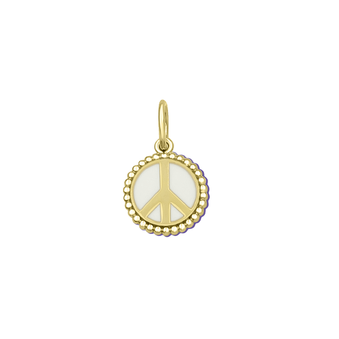 Lola Peace Sign Pendant - Gold &amp; White