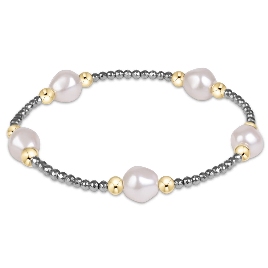 Enewton Purpose Admire Pearl 8mm Silver Faceted Hematite Bracelet Enewton Pearl &amp; Faceted Hematite Bracelet | The Red Owl Bracelet