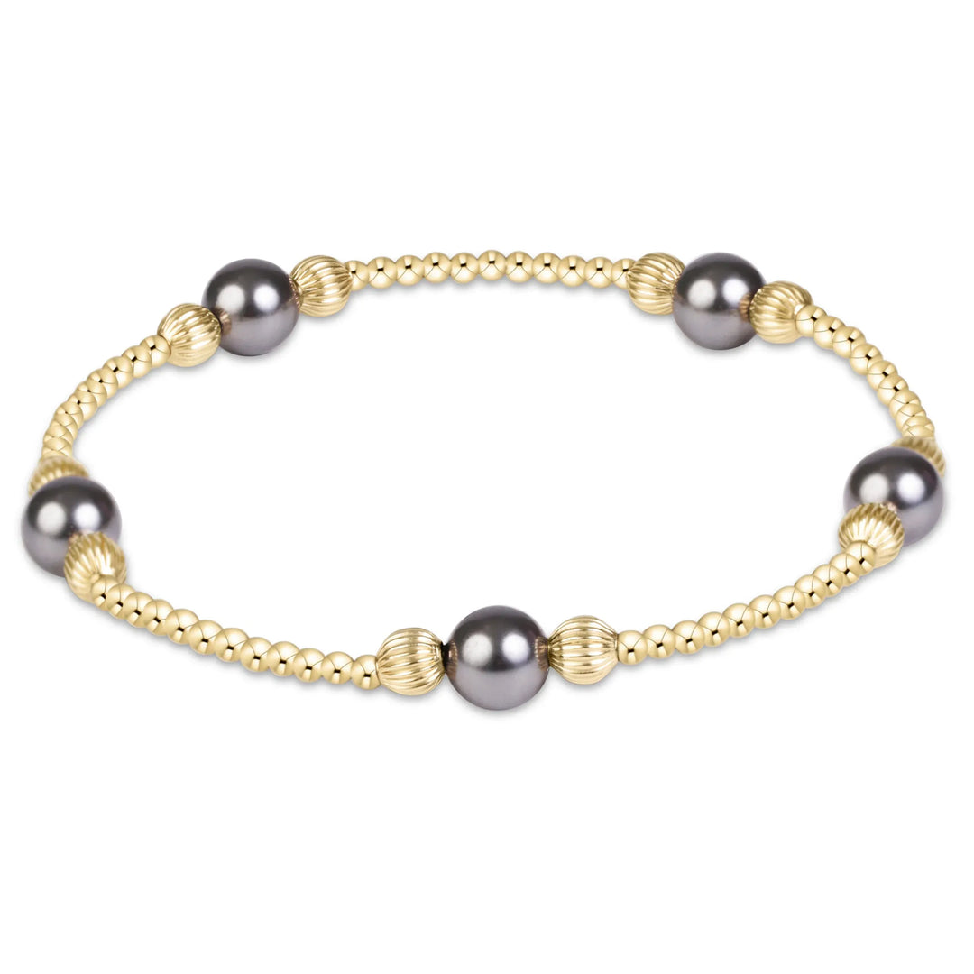 Enewton Purpose Pearl Dark Grey 6mm Dignity Gold Bracelet Enewton Dark Grey Pearl Dignity Bracelet | The Red Owl Bracelet