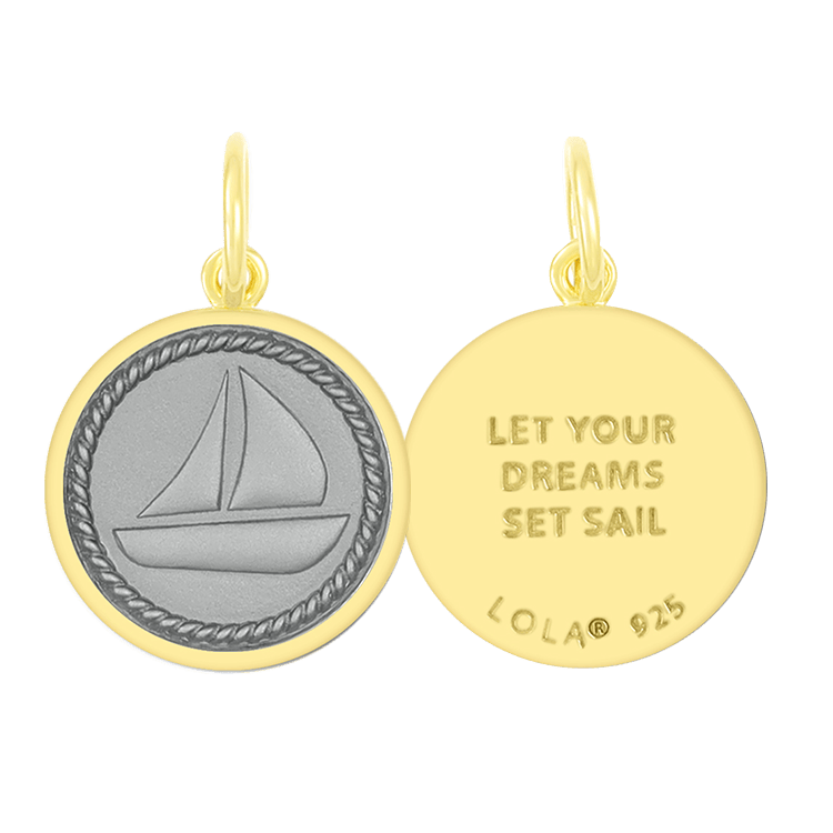 Lola Sailboat Pendant - All Gold Light Blue