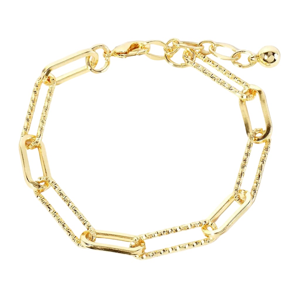 Textured Paperclip Bracelet Gold-Dipped Textured Paperclip Chain Bracelet Bracelet