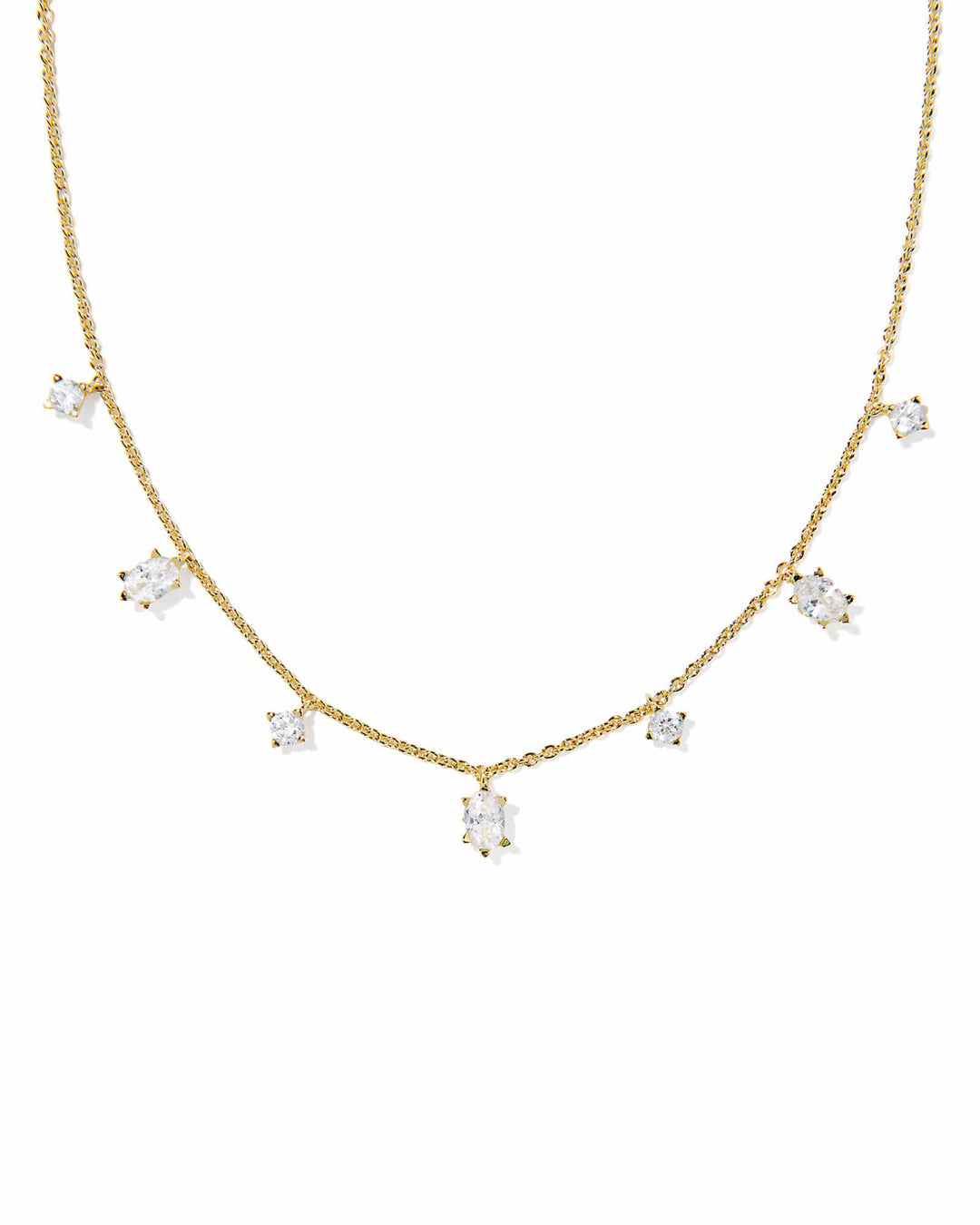Kendra Scott Cailin Gold Delicate Strand Necklace in White CZ