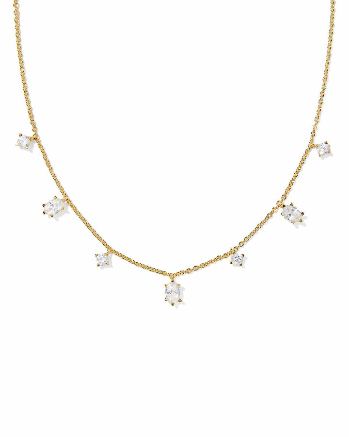 Kendra Scott Cailin Gold Delicate Strand Necklace in White CZ