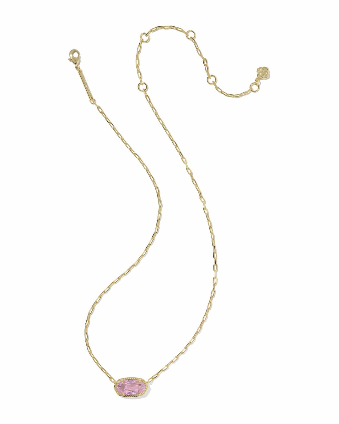 Kendra Scott Elisa Luxe Gold Short Pendant Necklace in Light Pink CZ