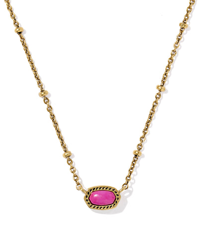 Kendra Scott Mini Elisa Gold Satellite Pendant Necklace in  Fuchsia Variegated Magnesite