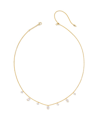 Kendra Scott Cailin Gold Delicate Strand Necklace in White CZ