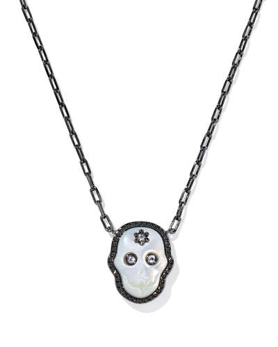 Kendra Scott Skeleton Gunmetal Pendant Necklace in Ivory Mother of Pearl