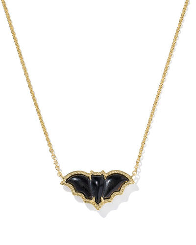 Kendra Scott Bat Gold Pendant Necklace in Golden Obsidian