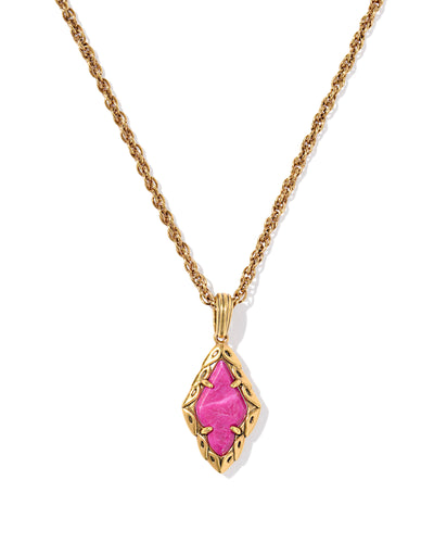 Kendra Scott Adeline Gold Pendant Necklace in Fuchsia Variegated Magnesite