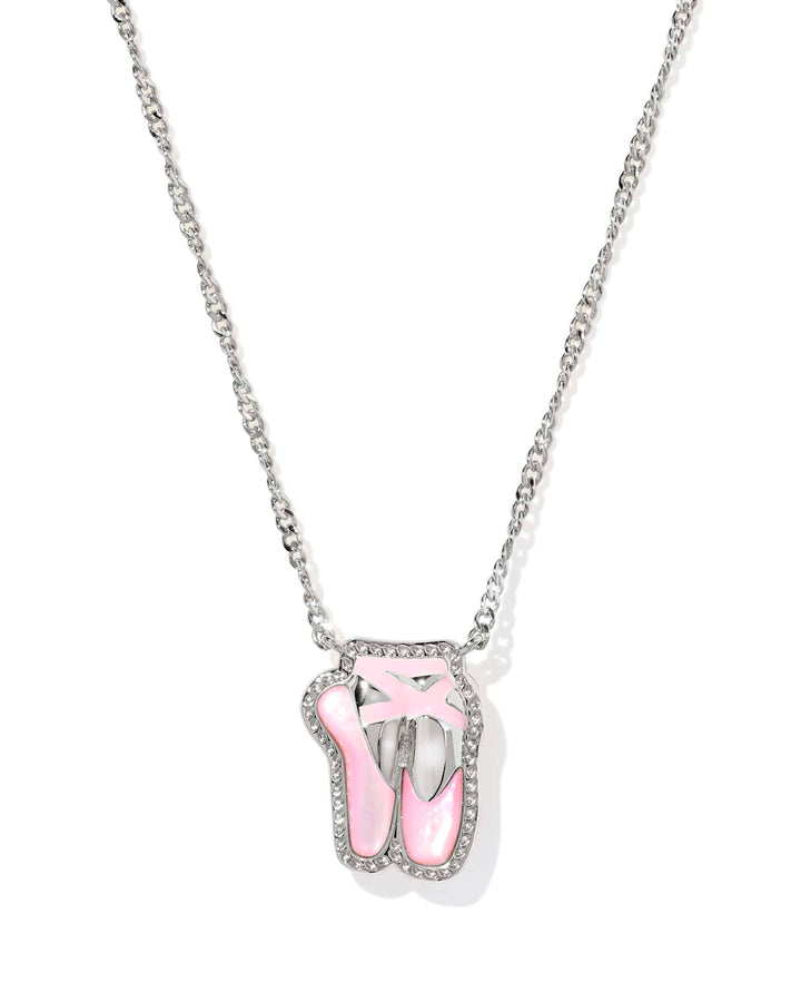 Kendra Scott Ballet Silver Short Pendant Necklace in Blush Mother of Pearl