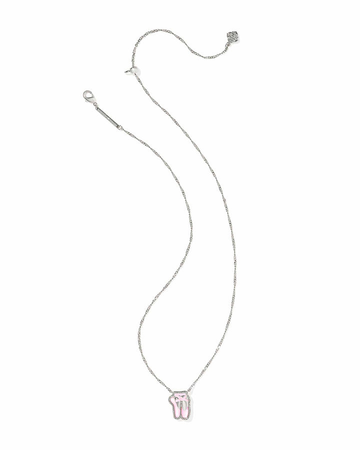 Kendra Scott Ballet Silver Short Pendant Necklace in Blush Mother of Pearl