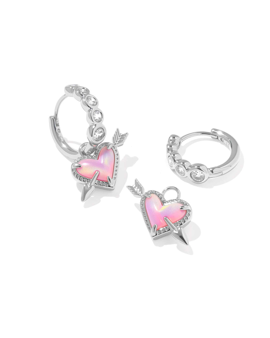 Kendra Scott Ari Heart Arrow Silver Huggie Earrings