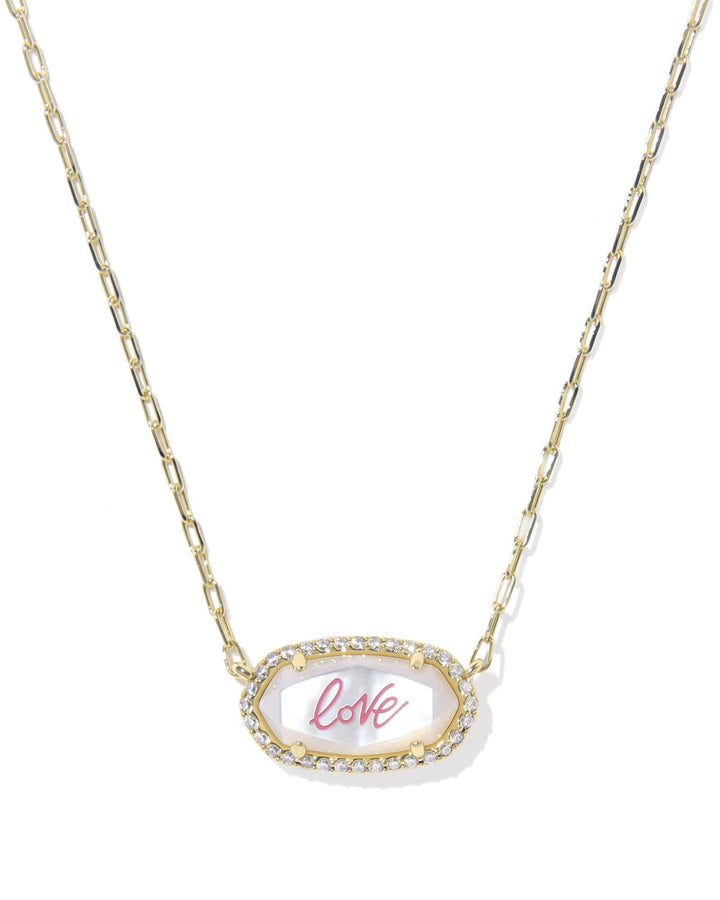 Kendra Scott Elisa Pave Gold Pearl Love Script