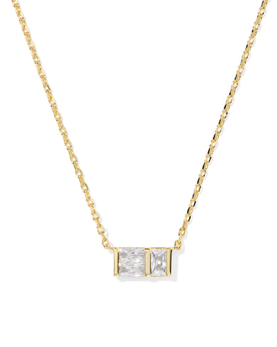 Kendra Scott Jamie Gold Pendant Necklace in White CZ