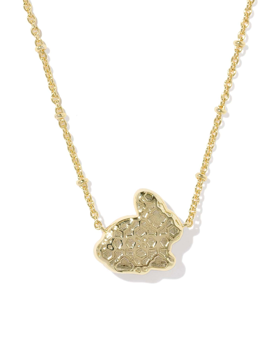 Kendra Scott Bunny Gold Pendant Necklace in Matte Blush Pink Dichroic Glass