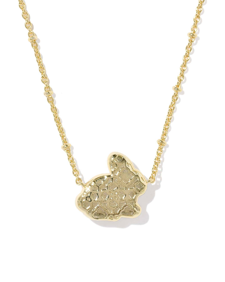 Kendra Scott Bunny Gold Pendant Necklace in Matte Blush Pink Dichroic Glass