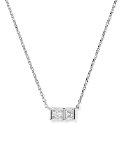 Kendra Scott Jamie Silver Pendant Necklace in White CZ