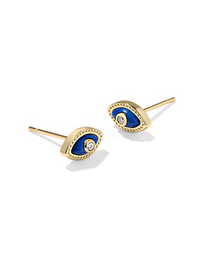 Kendra Scott Mini Eye Gold Stud Earrings in Dark Blue Magnesite