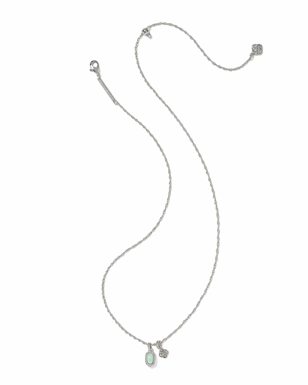 Kendra Scott Mini Elisa Dira Silver Necklace in Green Lab Grown Opal