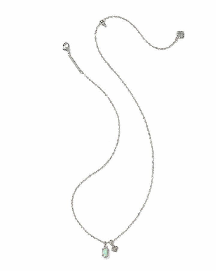 Kendra Scott Mini Elisa Dira Silver Necklace in Green Lab Grown Opal