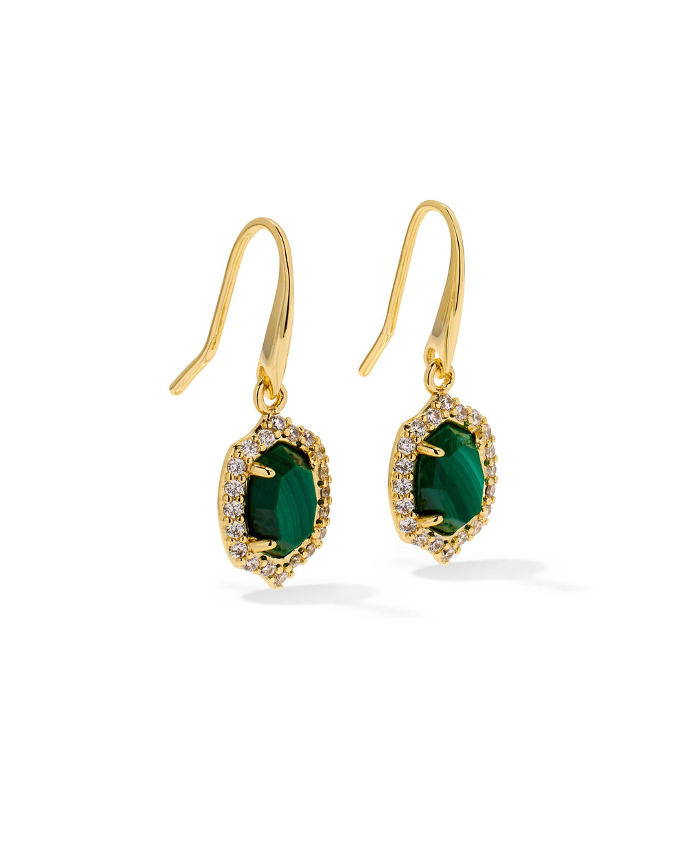 Kendra Scott Daphne Crystal Frame Gold Drop Earrings in Green Malachite Kendra Scott Daphne Crystal Frame Gold Drop Earrings in Green Malachite Earrings