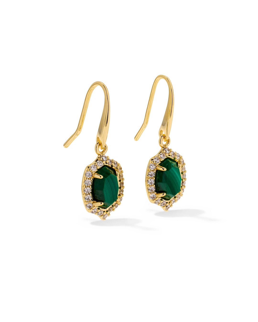 Kendra Scott Daphne Crystal Frame Gold Drop Earrings in Green Malachite Kendra Scott Daphne Crystal Frame Gold Drop Earrings in Green Malachite Earrings