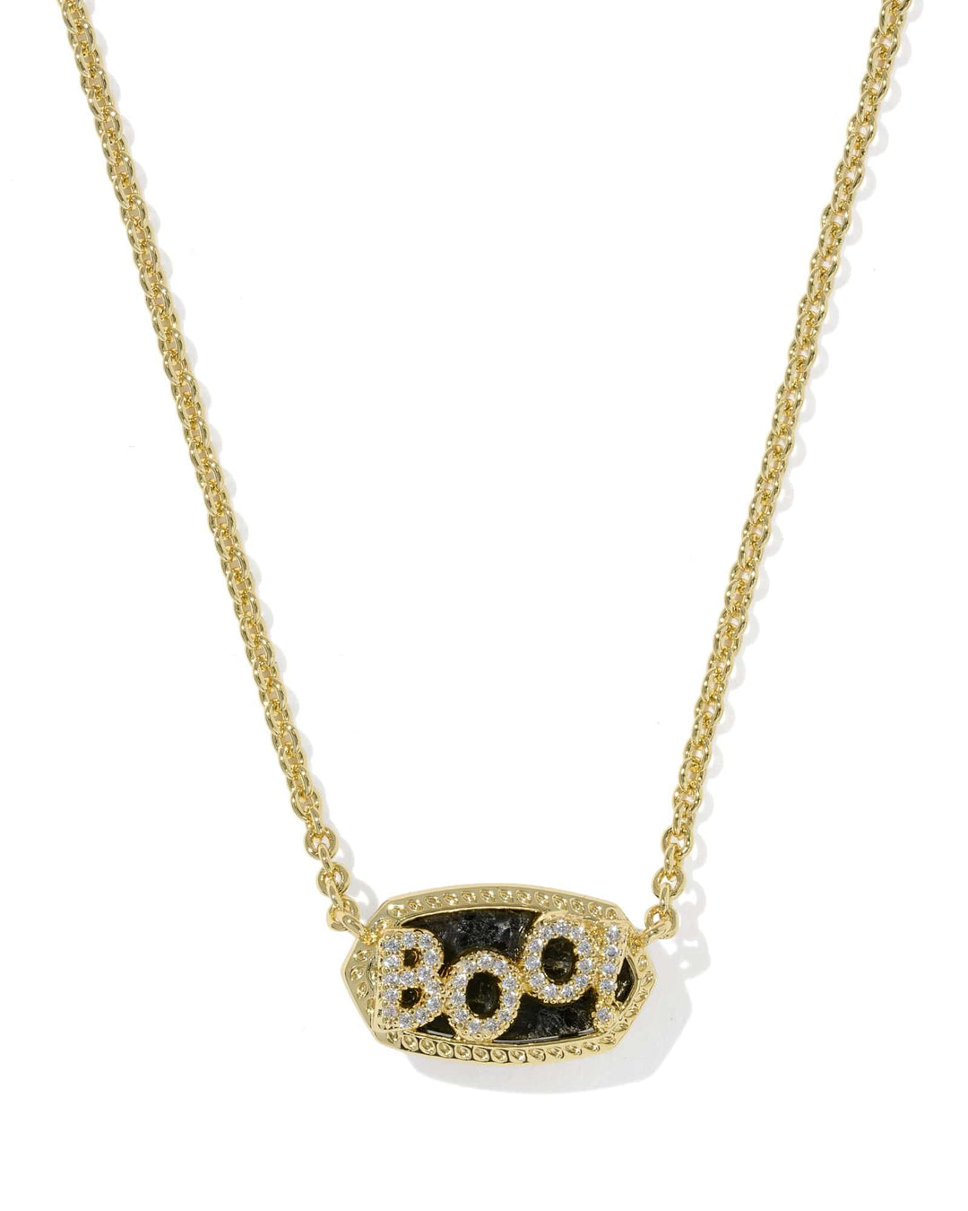 Kendra Scott Elisa Gold Boo Short Pendant Necklace in Black Granite