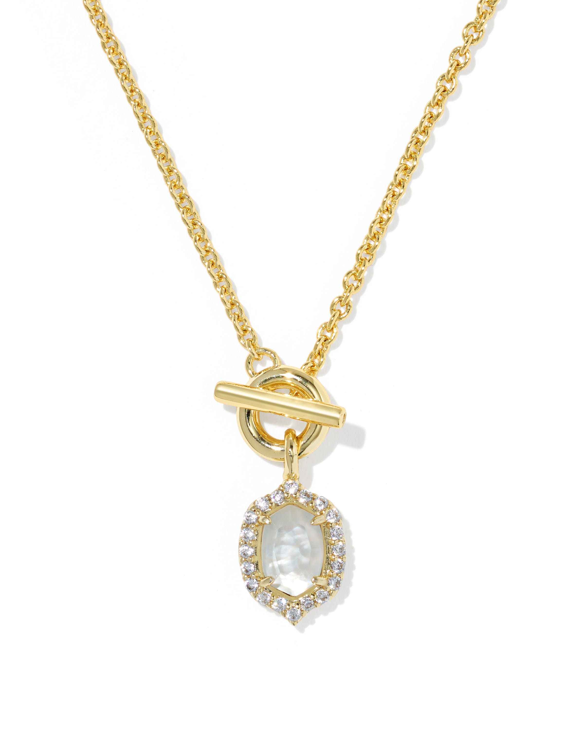 Kendra Scott Daphne Crystal Frame Gold Toggle Necklace in Ivory