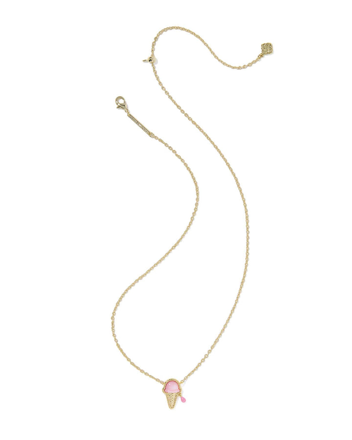 Kendra Scott Ice Cream Gold Pendant Necklace in Pastel Pink Mother of Pearl