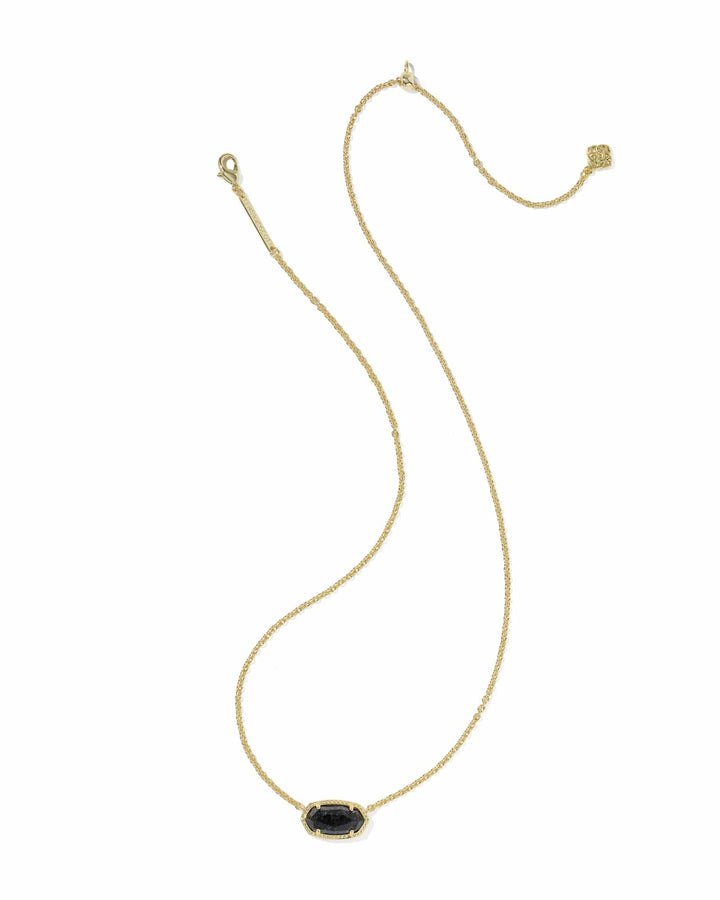 Kendra Scott Elisa Gold Boo Short Pendant Necklace in Black Granite
