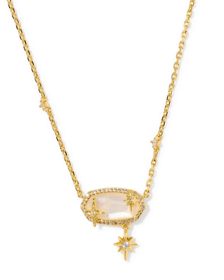 Kendra Scott  Elisa Star Gold Short Pendant Necklace in Crystal Ivory Illusion